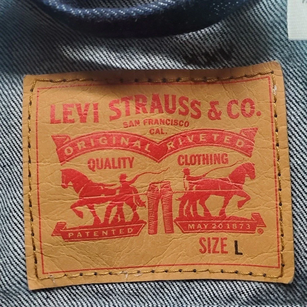 Levi's Denim Jacket Mens Large Dark Wash Blue Trucker Waxed Type 3  Workwear Y2K